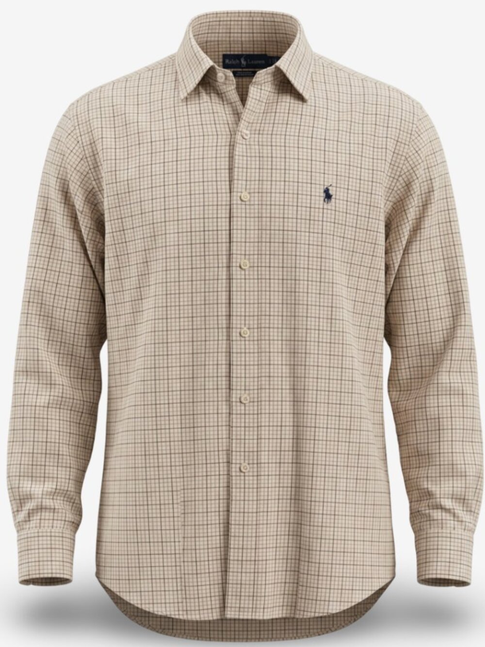 Vintage Polo Ralph Lauren Beige Checkered Button-Up Shirt